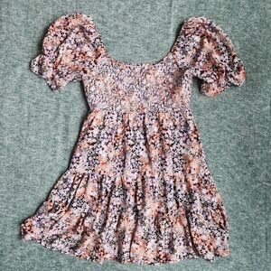 Altar'd State Multicolor Floral Dress with Puff Sleeves